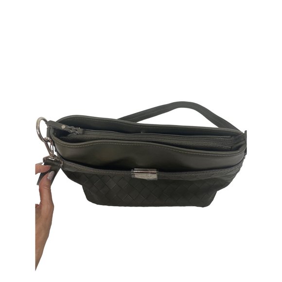 Rosetti Handbag Olive Green Shoulder Strap Silver Metal Hardware Top Zip, Snaps - Picture 10 of 16